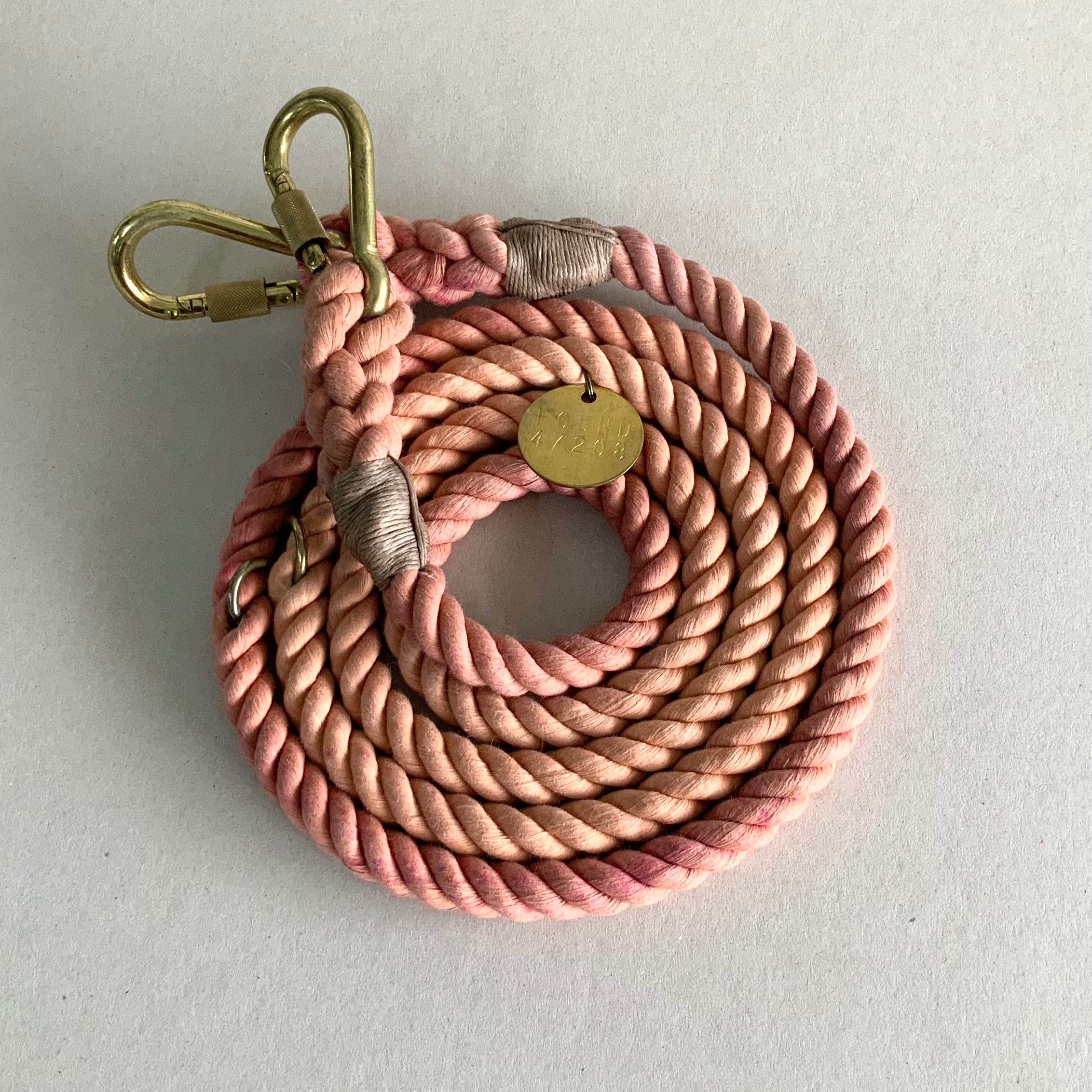 Adjustable Rope Leash, Pink Tan