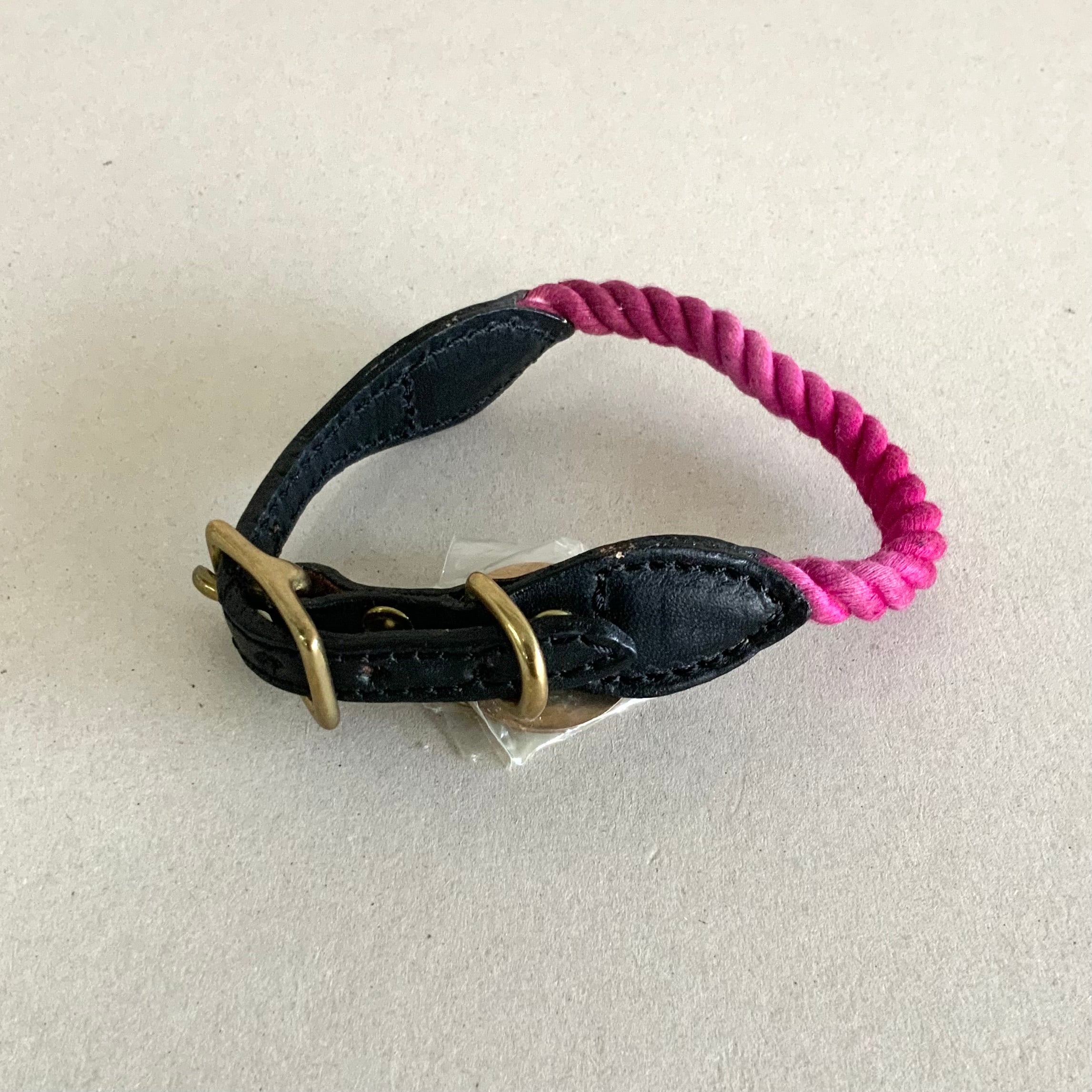 Rope and Leather Cat Collar, Maroon Ombre