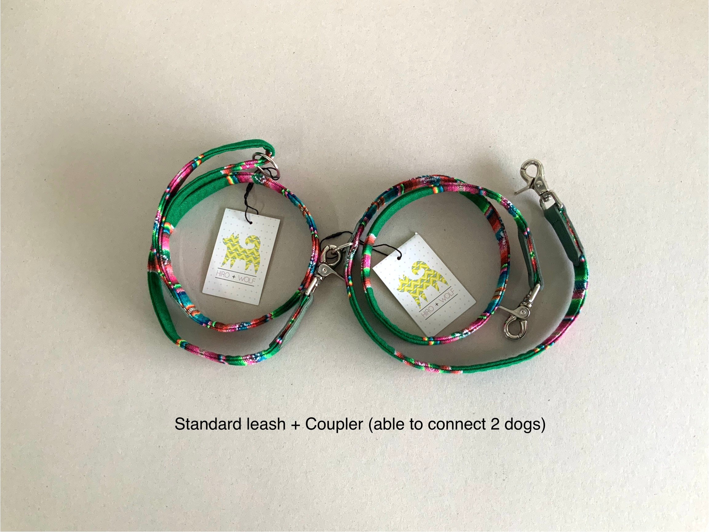 Hiro+Wolf Classic leash + Coupler Set: Green Inca