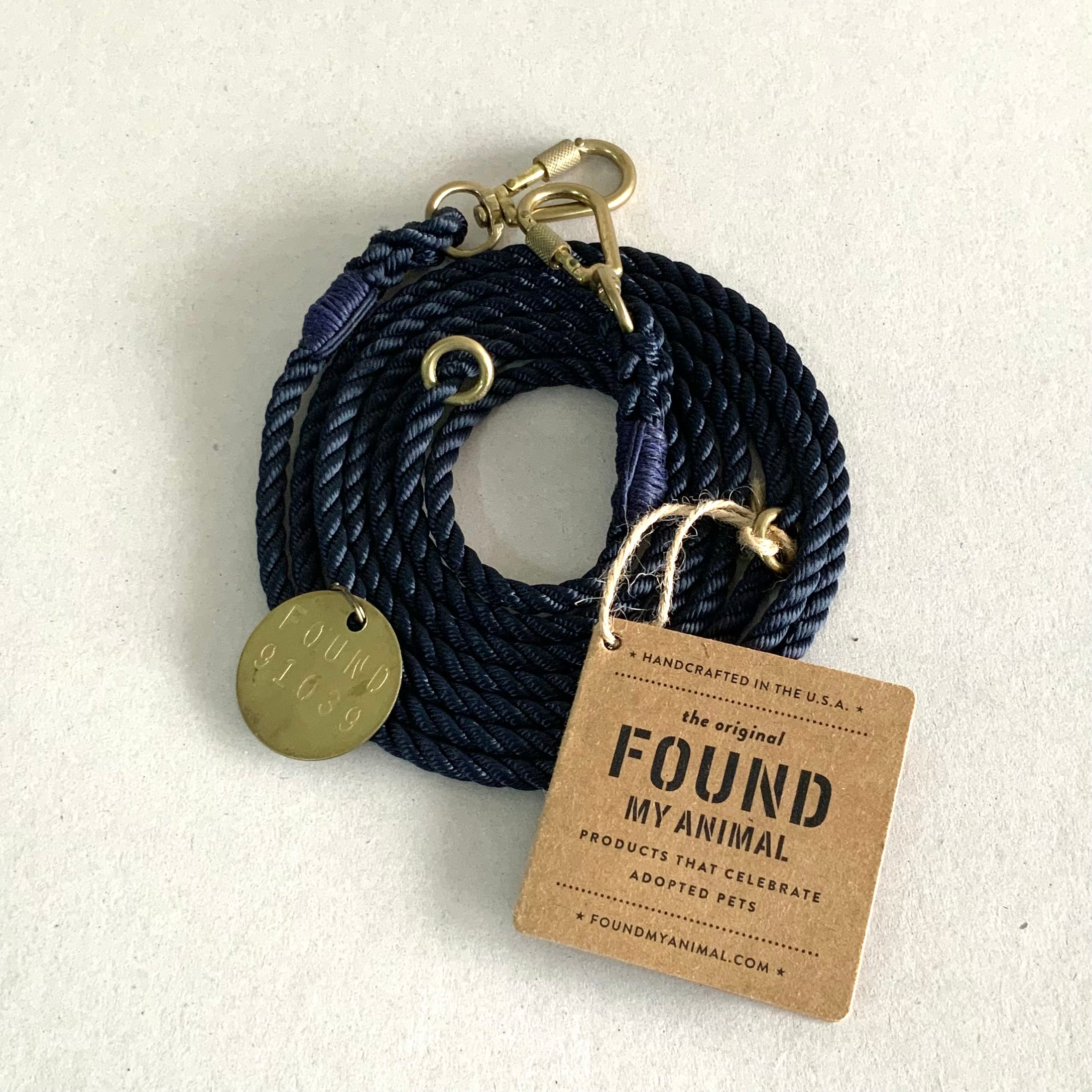 Adjustable Rope Leash, Navy