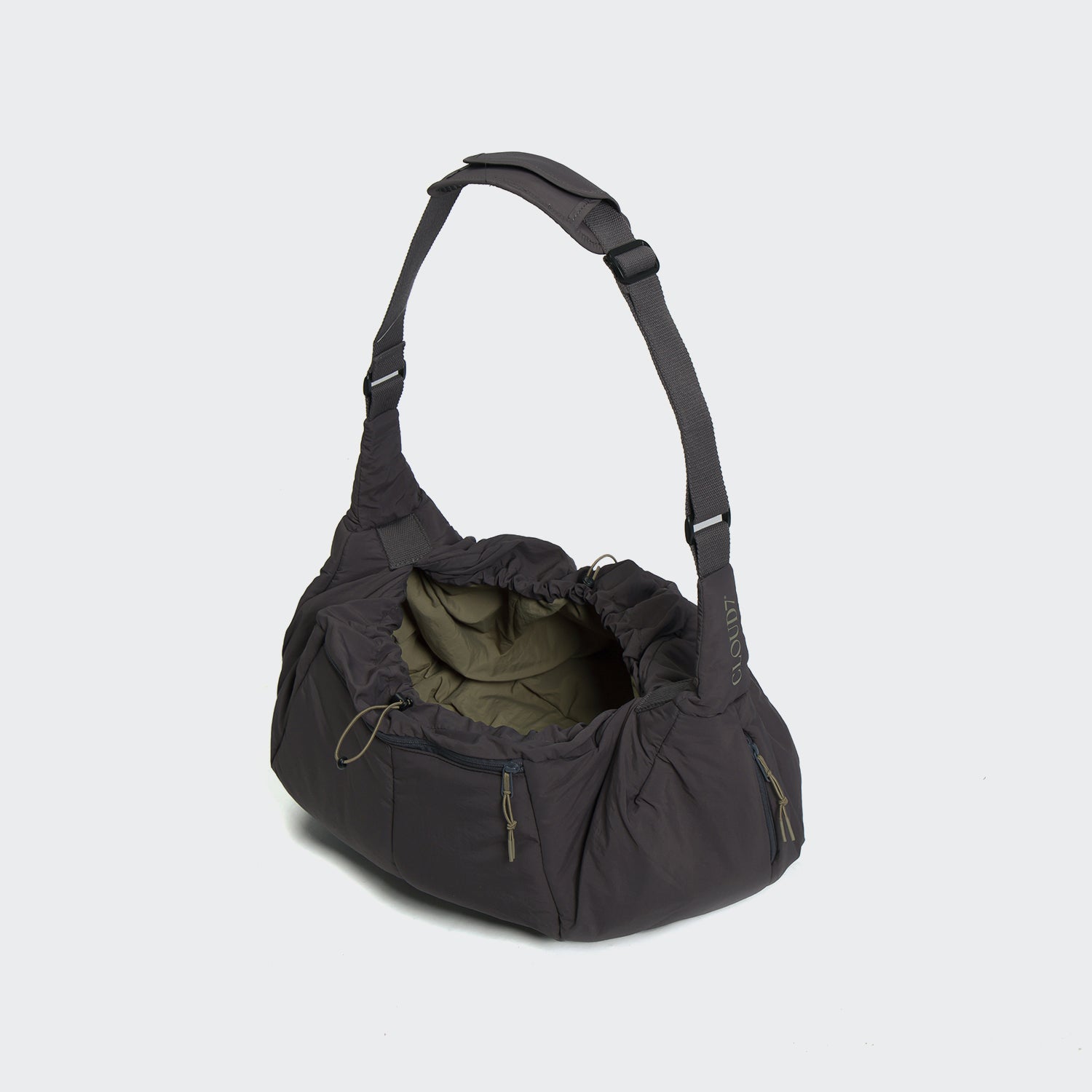 Cloud7 LTTL Dark Grey/Khaki Puffer Dog Sling Bag | Hands-Free Carrier