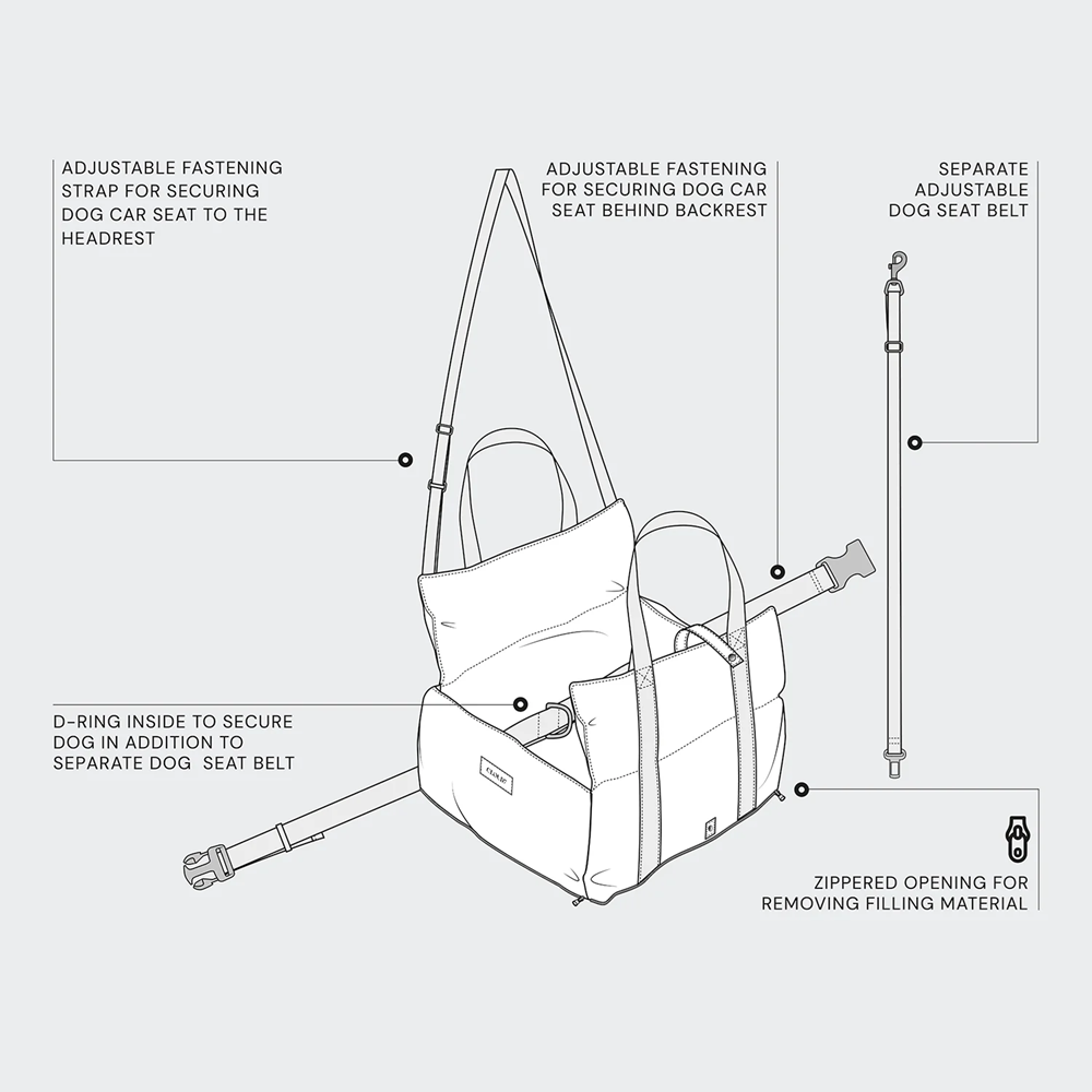 Cloud7: Portable Dog Car Seat Getaway Light Graphite