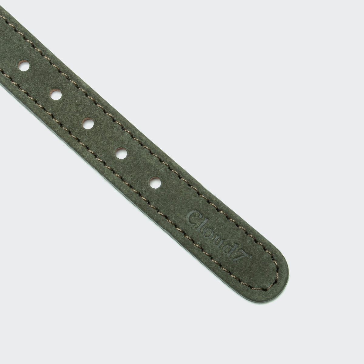 Cloud7 Tiergarten minimalist nubuck leather dog collar in forest green with brass buckle.