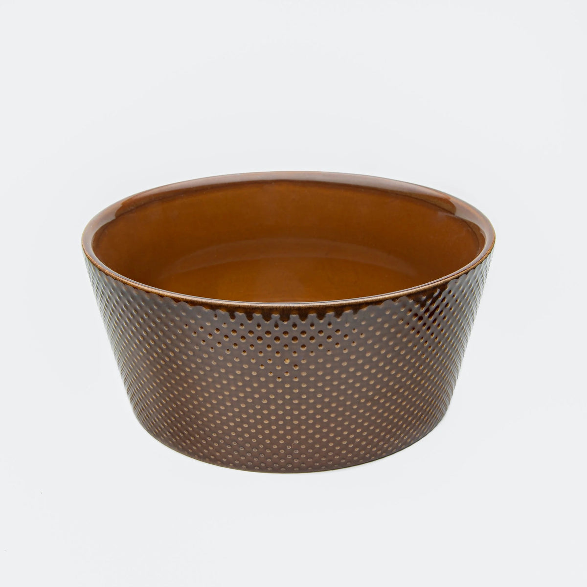 Cloud7 Alain high quality dishwasher safe ceramic dog bowl in an earthy color featuring a textured polkadot