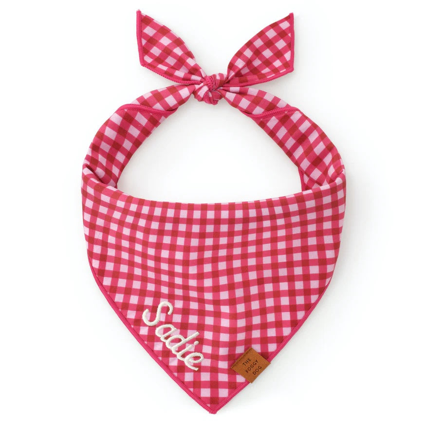 Dog and Cat Bandana: Raspberry Gingham