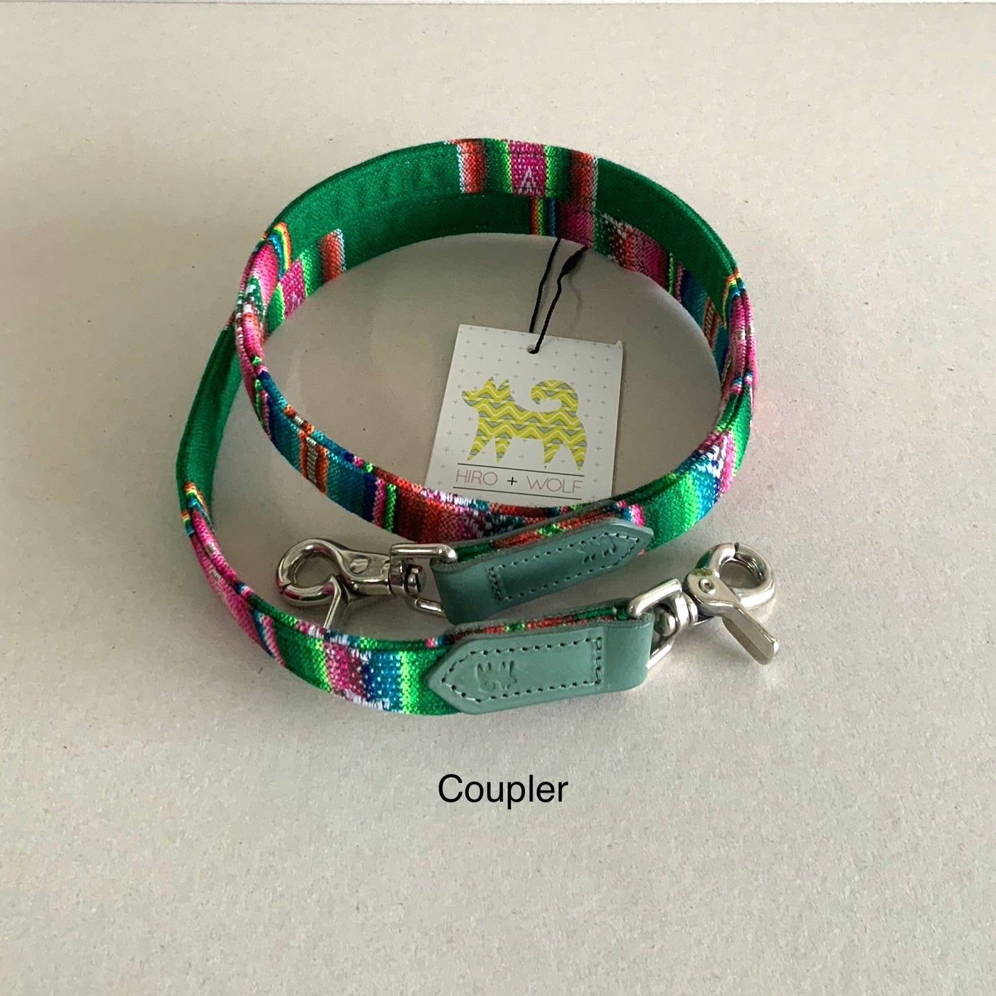 Hiro+Wolf Classic leash + Coupler Set: Green Inca