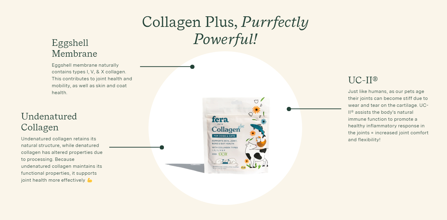 Fera Pet Organics Dog and Cat Supplement, Collagen Plus