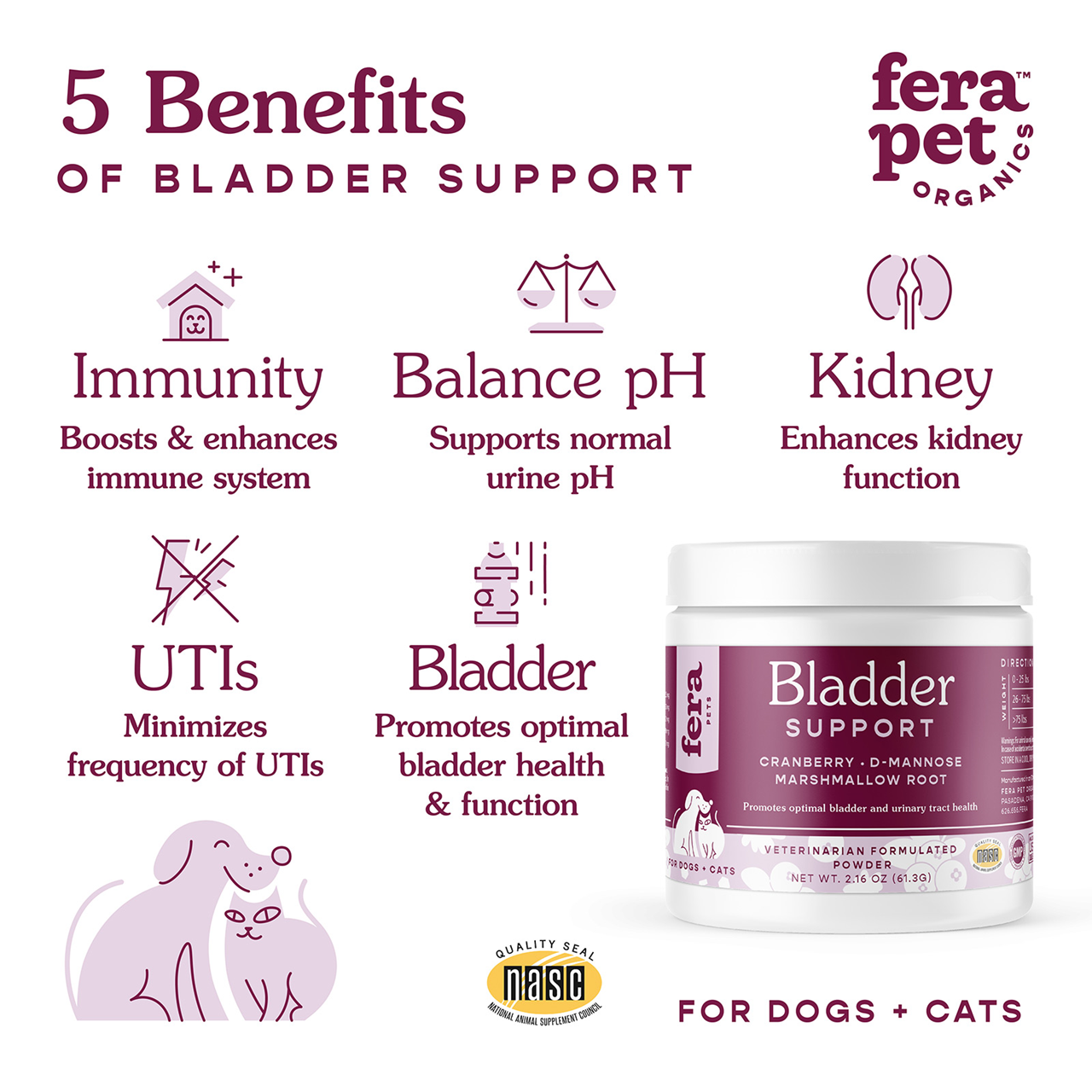 Fera Pet Organics Dog and Cat Supplement, Bladder Support