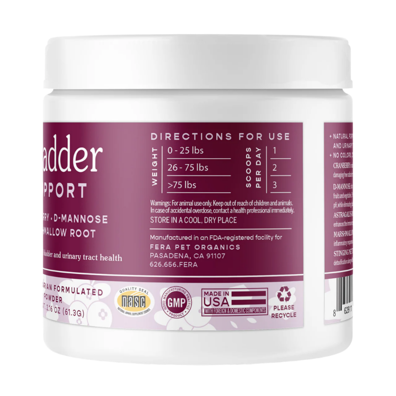 Fera Pet Organics Dog and Cat Supplement, Bladder Support