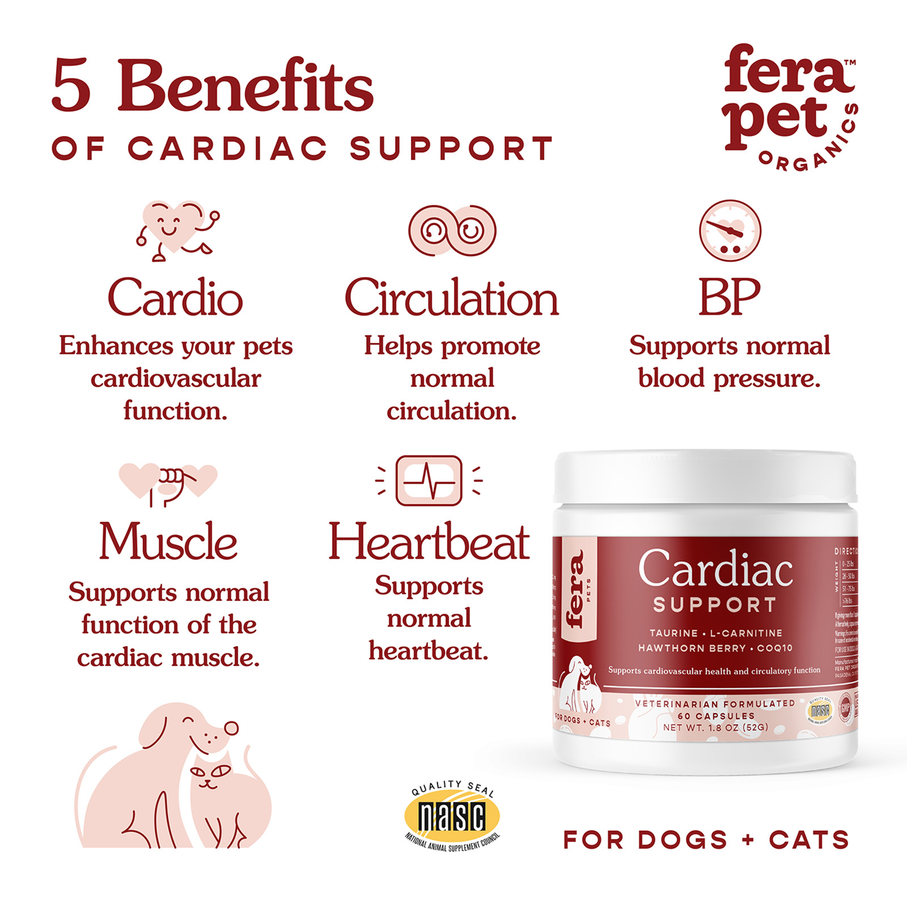 Fera Pet Organics Dog and Cat Supplement, Cardiac Support