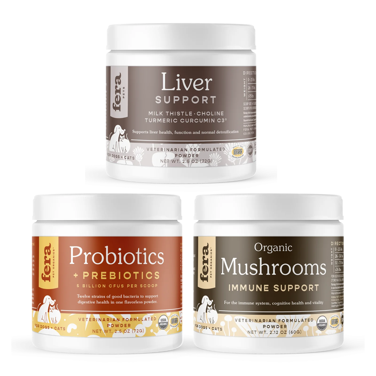Fera Pet Organics Dog and Cat Supplement, Detox + Revive Bundle