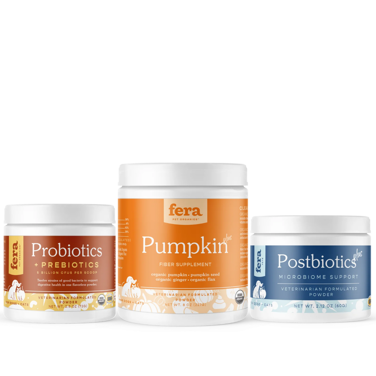 Fera Pet Organics Dog and Cat Supplement, Happy Gut Bundle