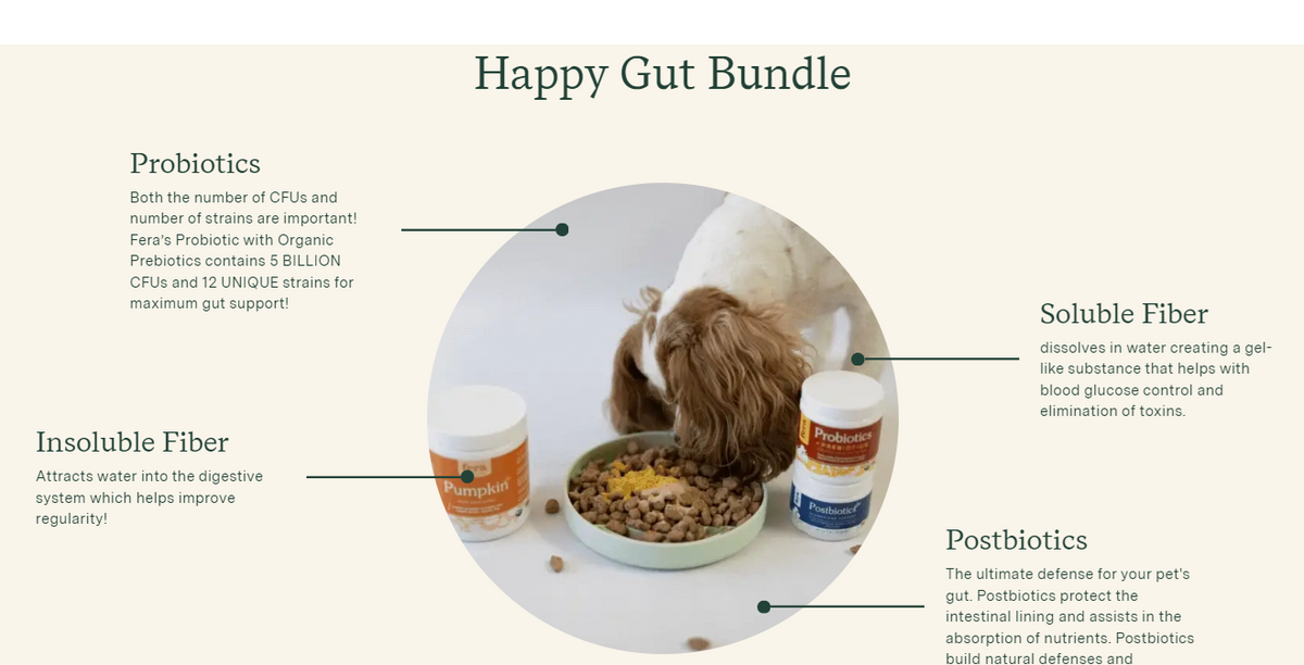 Fera Pet Organics Dog and Cat Supplement, Happy Gut Bundle