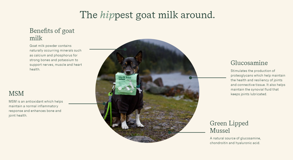 Fera Pet Organics Dog and Cat Supplement, Hip + Joint Goat Milk