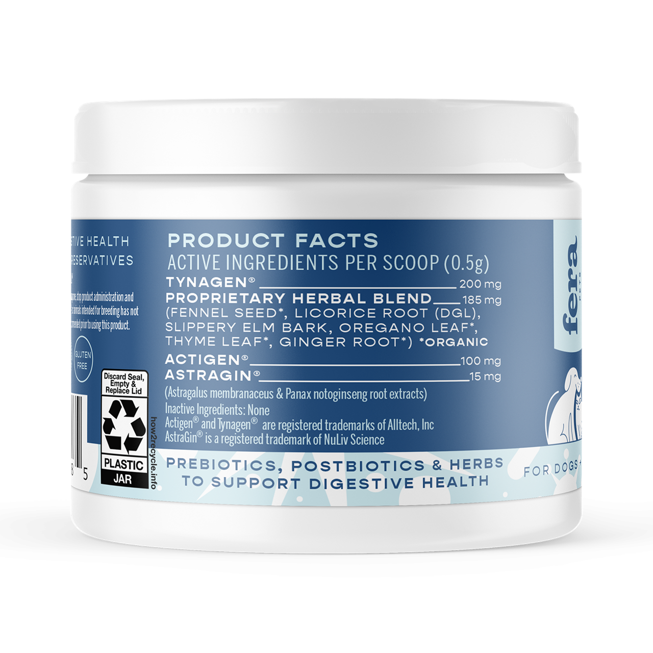 Fera Pet Organics Dog and Cat Supplement, Postbiotics Plus for Microbiome Support