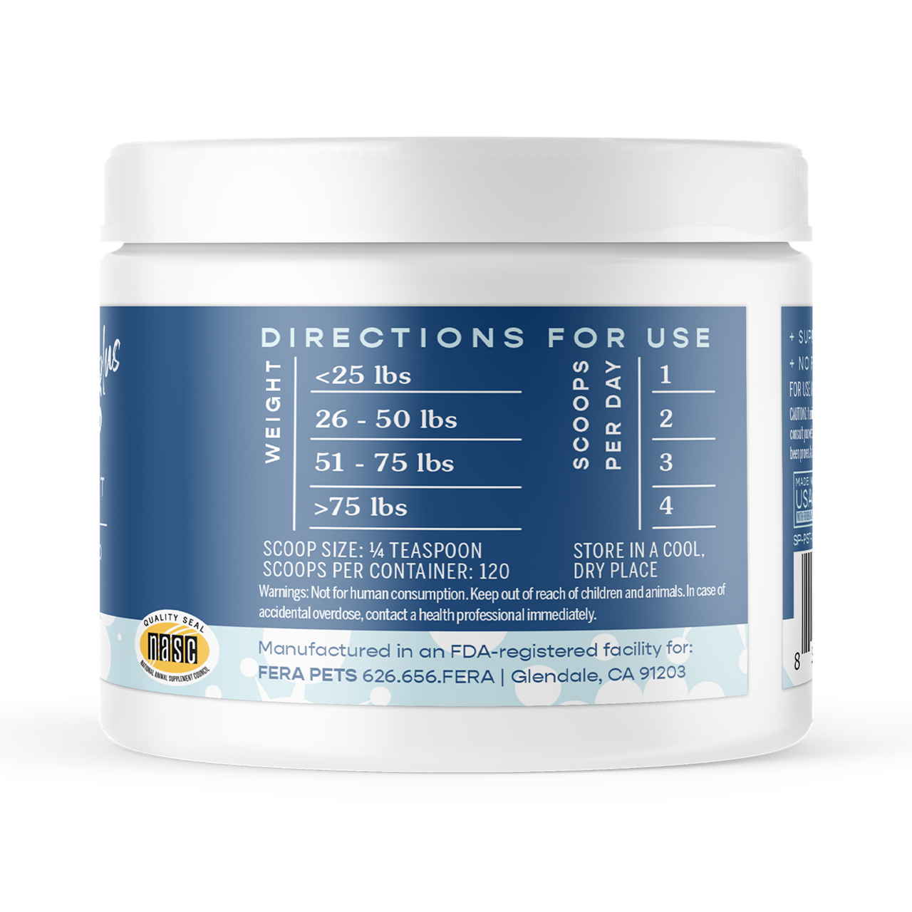 Fera Pet Organics Dog and Cat Supplement, Postbiotics Plus for Microbiome Support