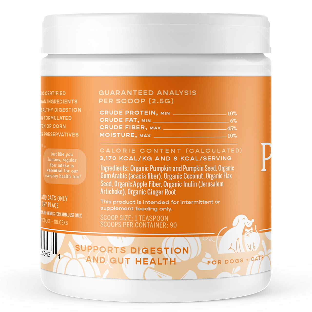 Fera Pet Organics Dog and Cat Supplement, Pumpkin Plus Fiber Support