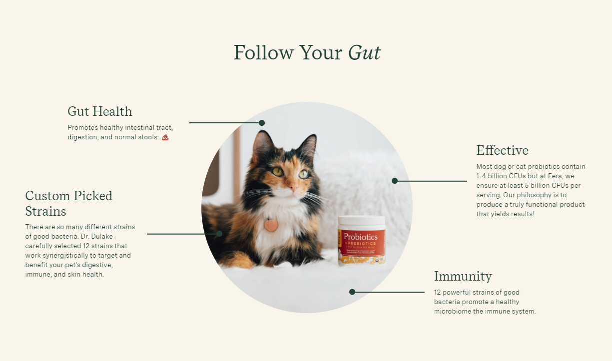 Fera Pet Organics Dog and Cat Supplement, USDA Organic Probiotics with Prebiotics