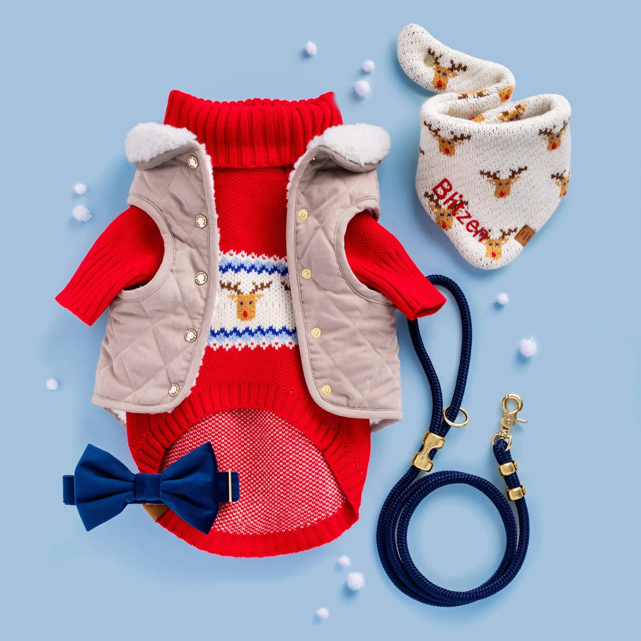 Dog and Cat Knit Bandana: Reindeer