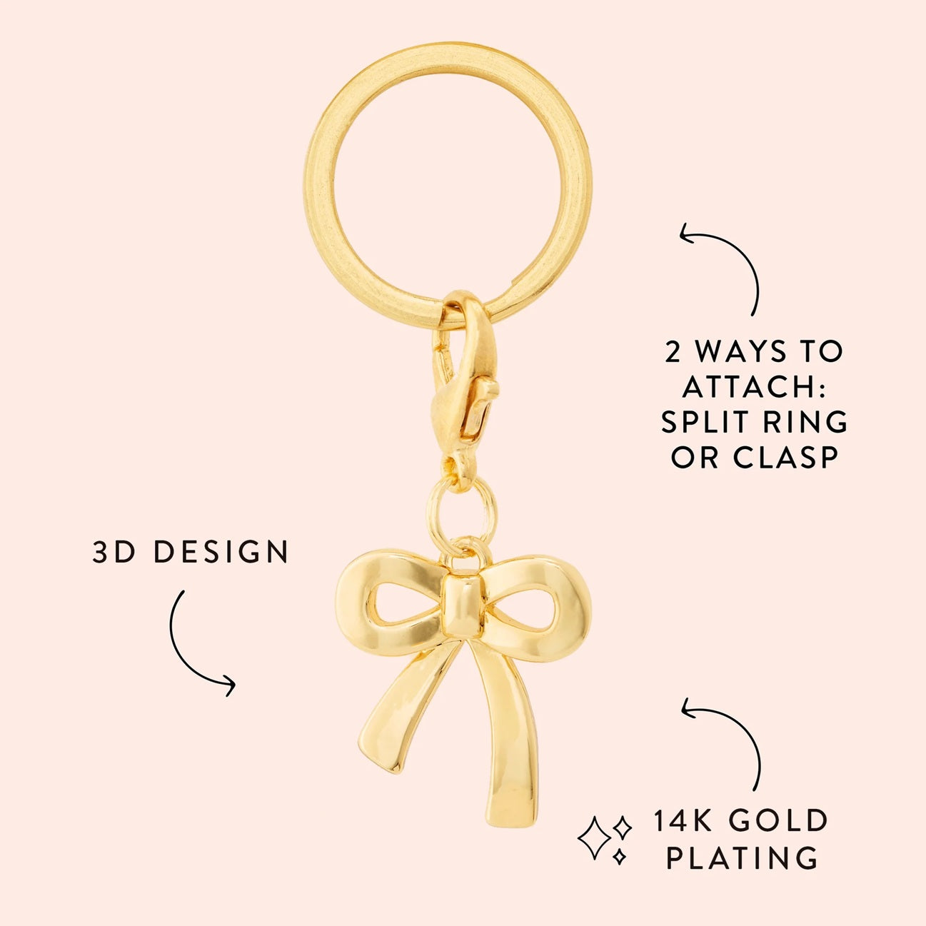 Dog Collar Charm: Gold Bow