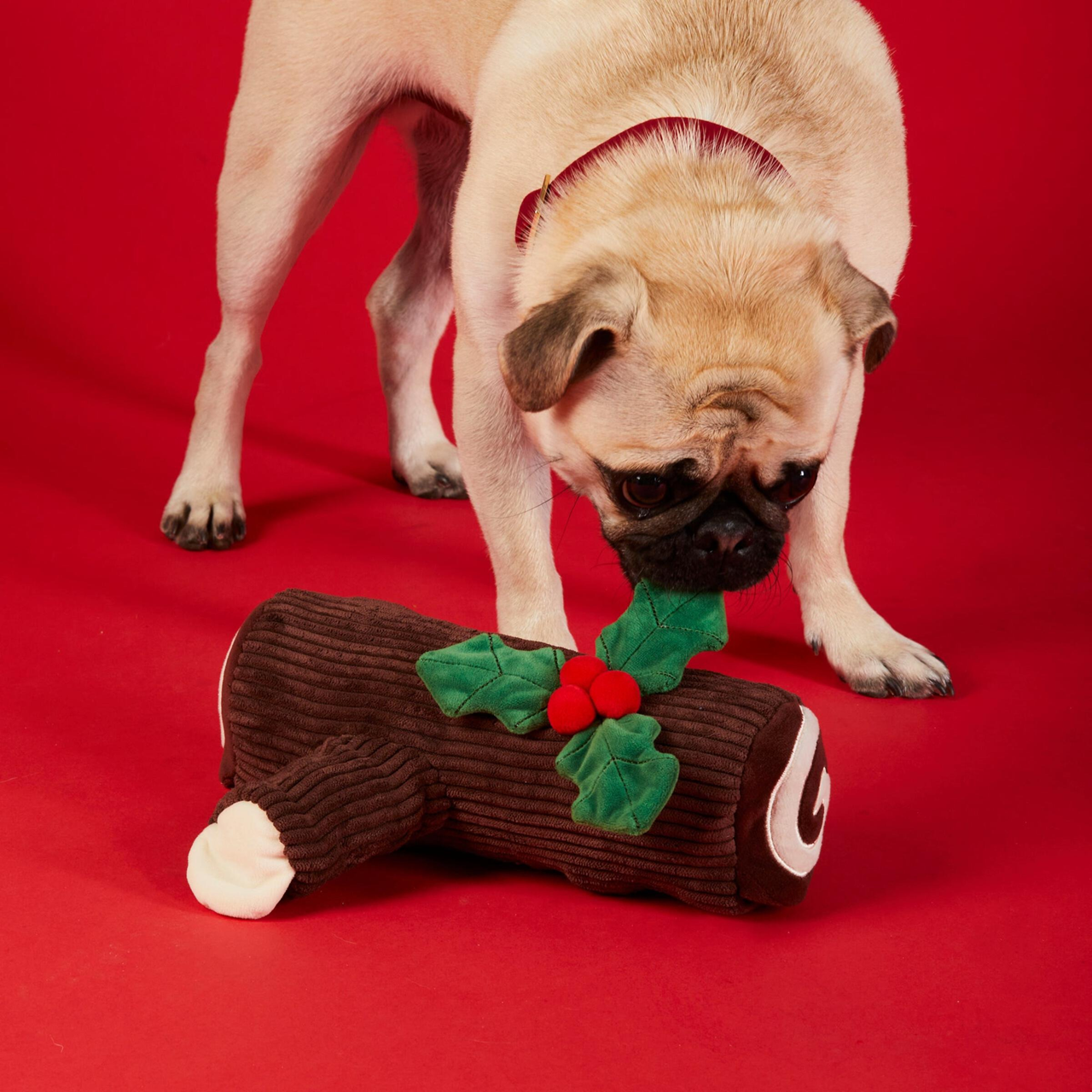 Holiday Squeaky Plush Interactive Snuffle Dog toys, Yule Log