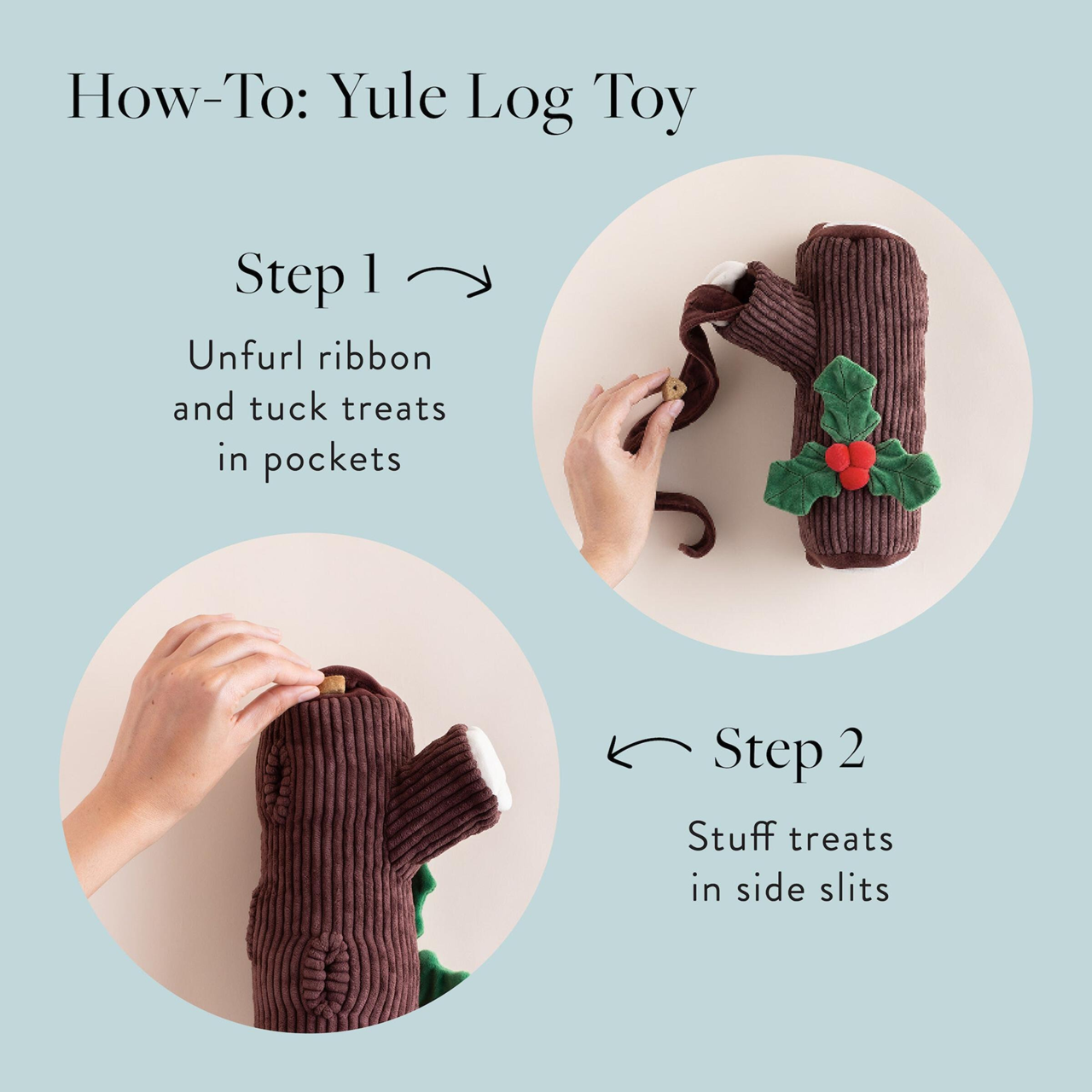 Holiday Squeaky Plush Interactive Snuffle Dog toys, Yule Log