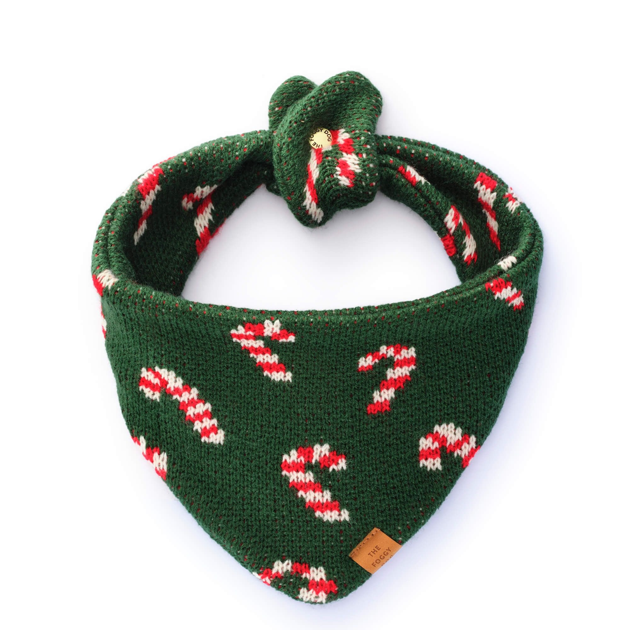 Dog and Cat Knit Bandana: Candy Canes