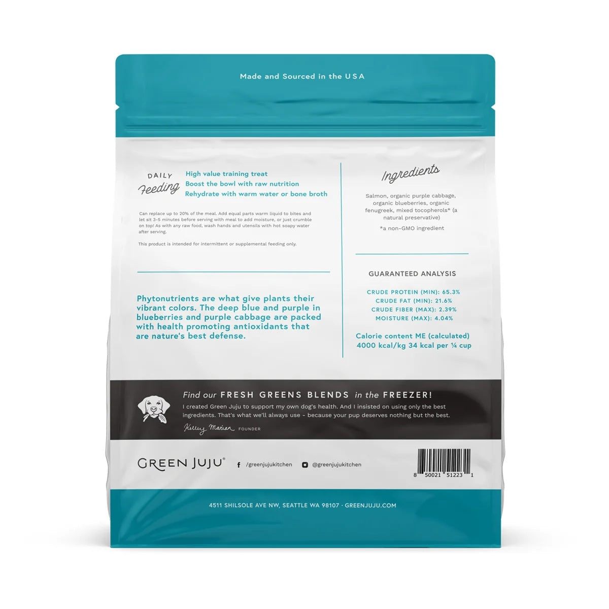 Green Juju Freeze Dried Wild Salmon bites antioxidant rich blueberry and fish organ treats for pet brain and immune support
