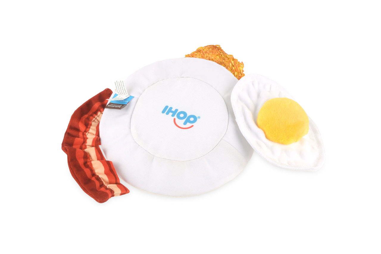 IHOP x P.L.A.Y. Squeaky Plush Dog toys, Eggcellent Play Platter