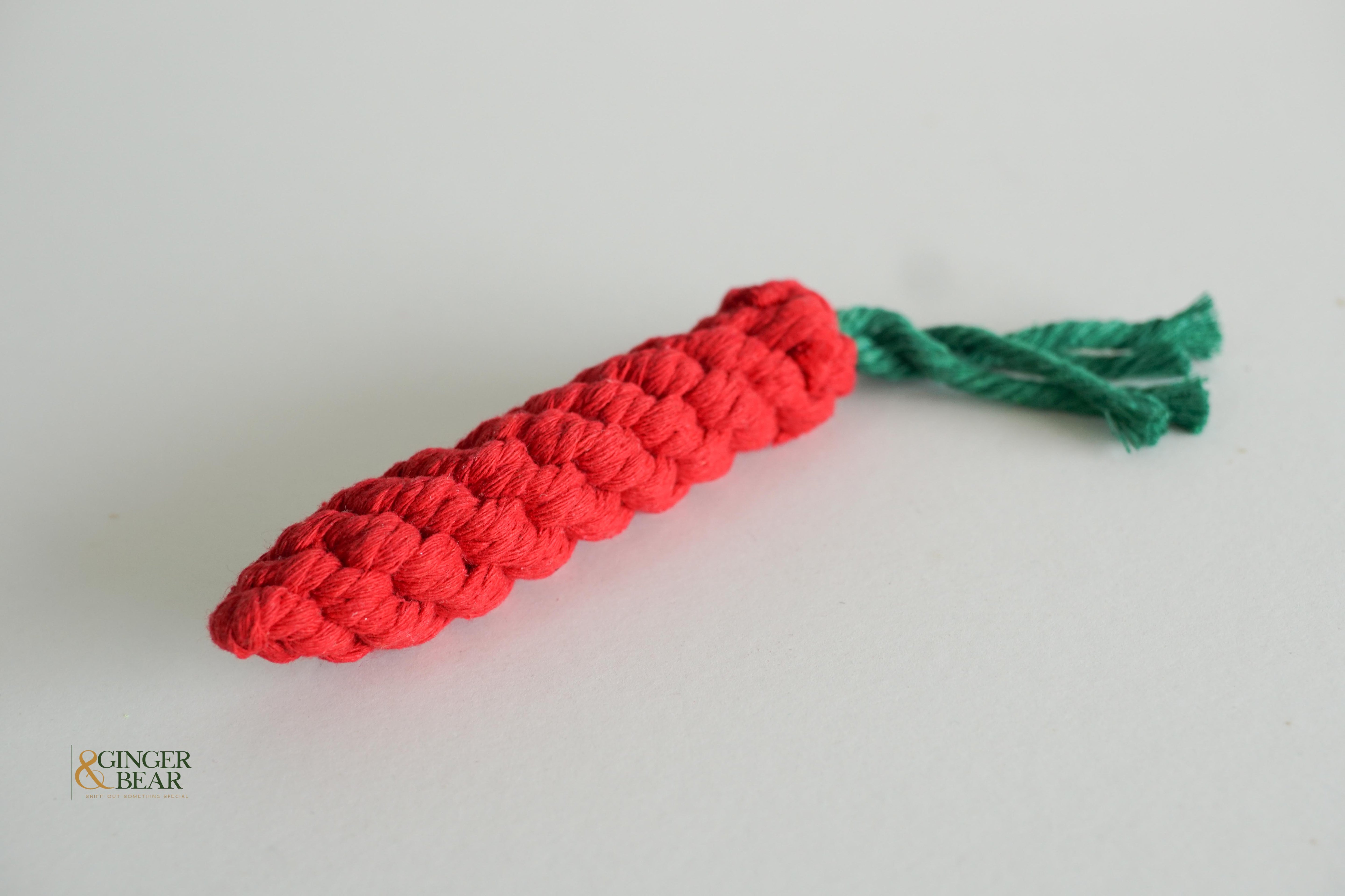 Knotty Interactive Upcycled Cotton Rope Dog Toy, Carrot