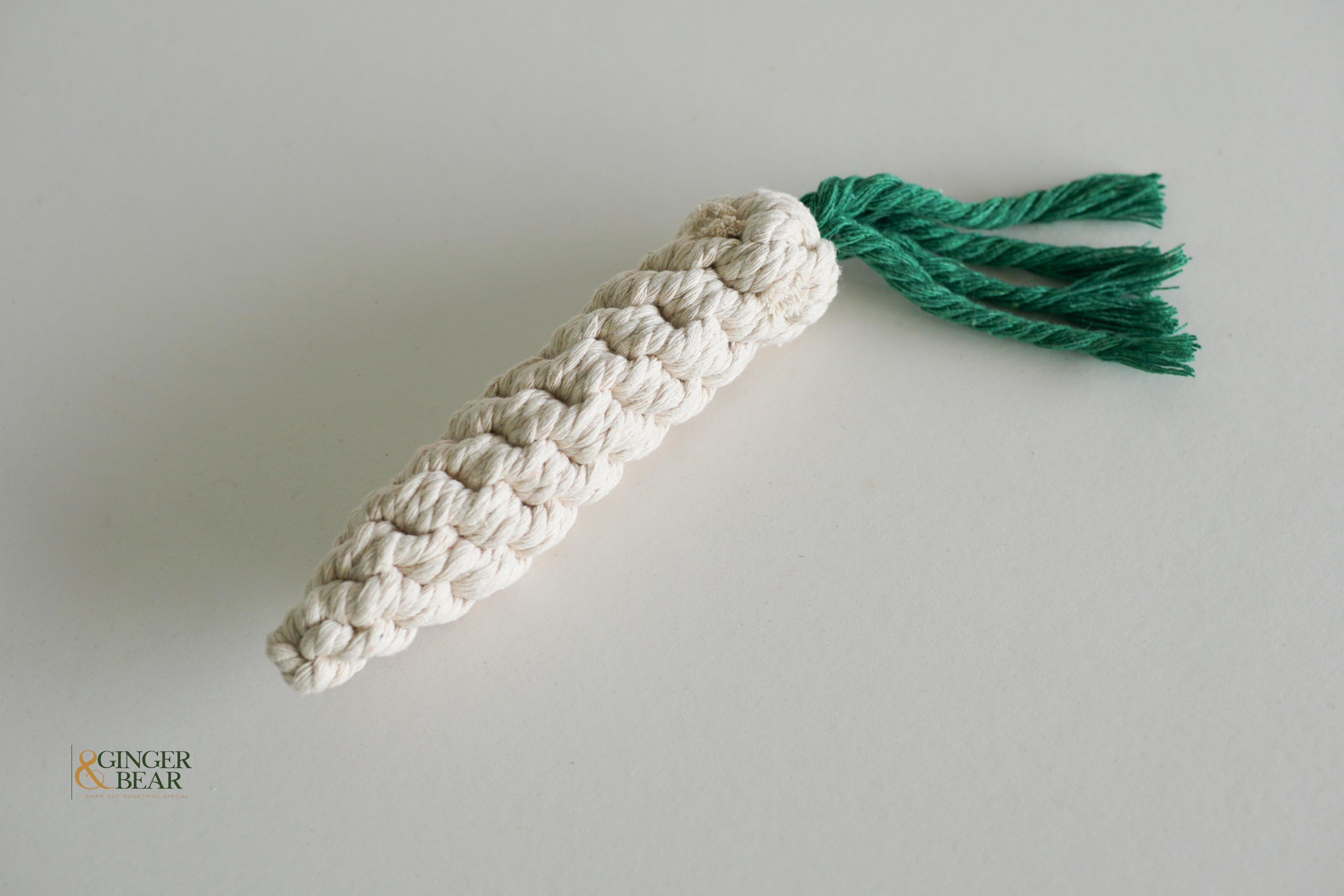 Knotty Interactive Upcycled Cotton Rope Dog Toy, Carrot