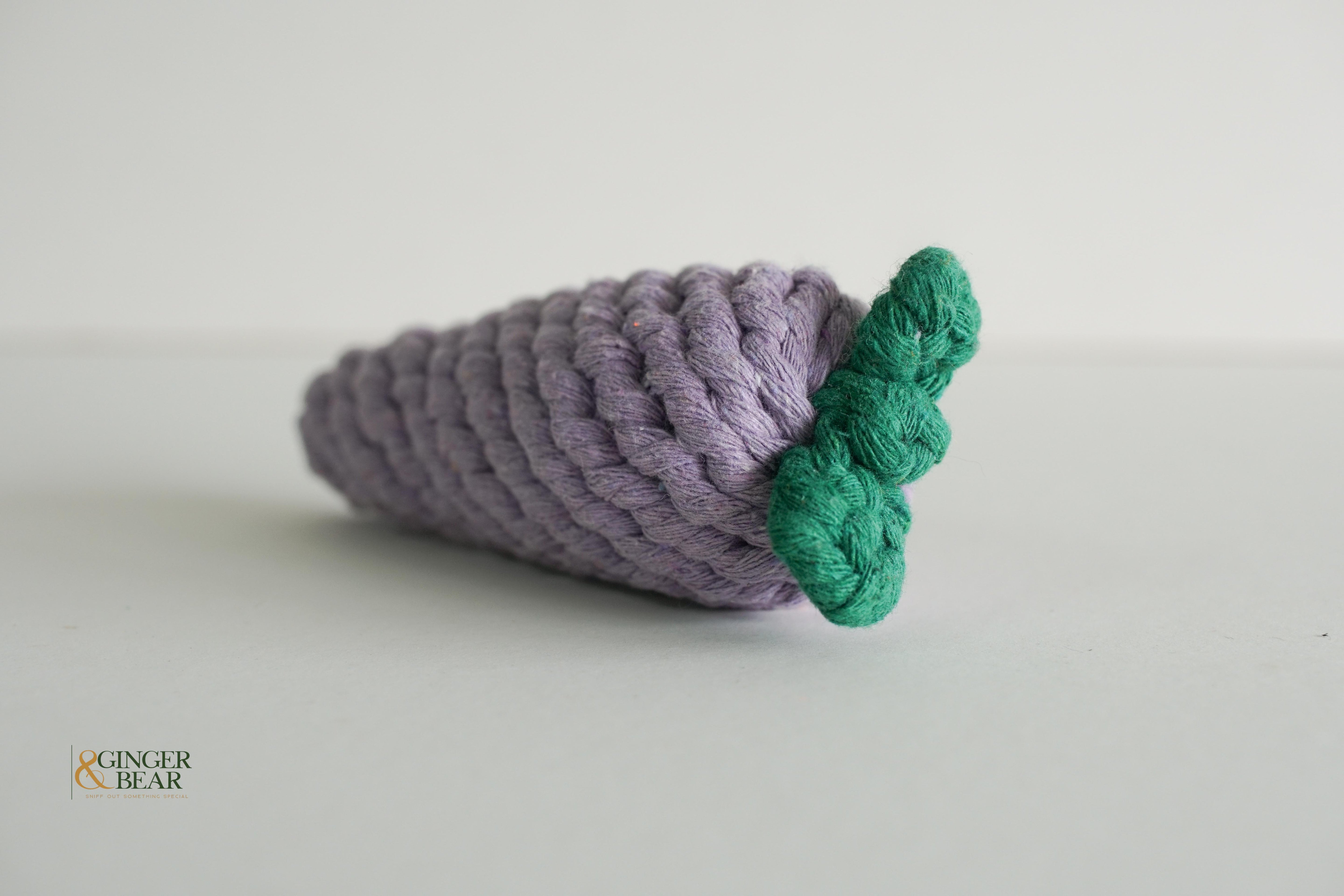 Knotty Interactive Upcycled Cotton Rope Dog Toy, Eggplant