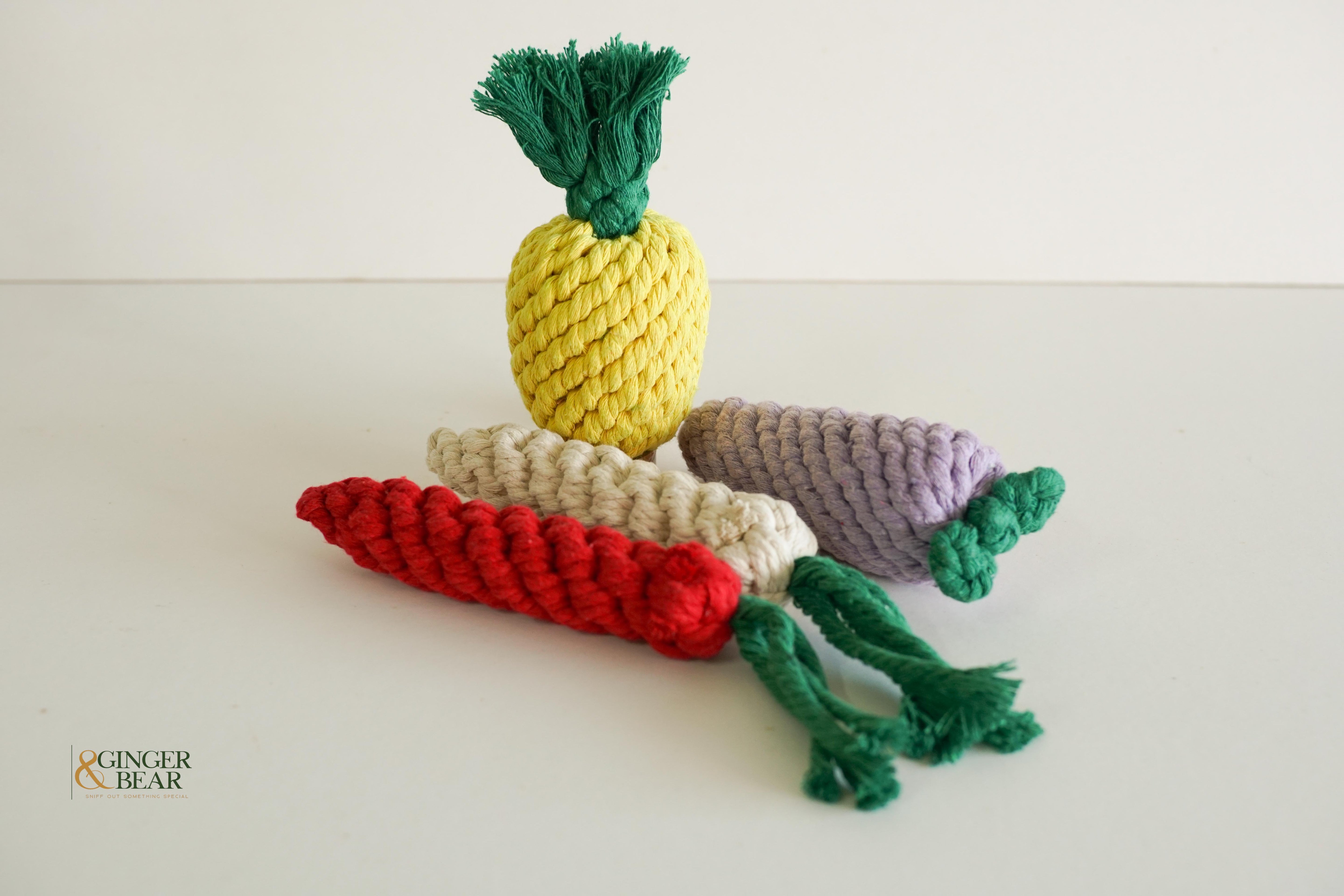 Knotty Interactive Upcycled Cotton Rope Dog Toy, Carrot