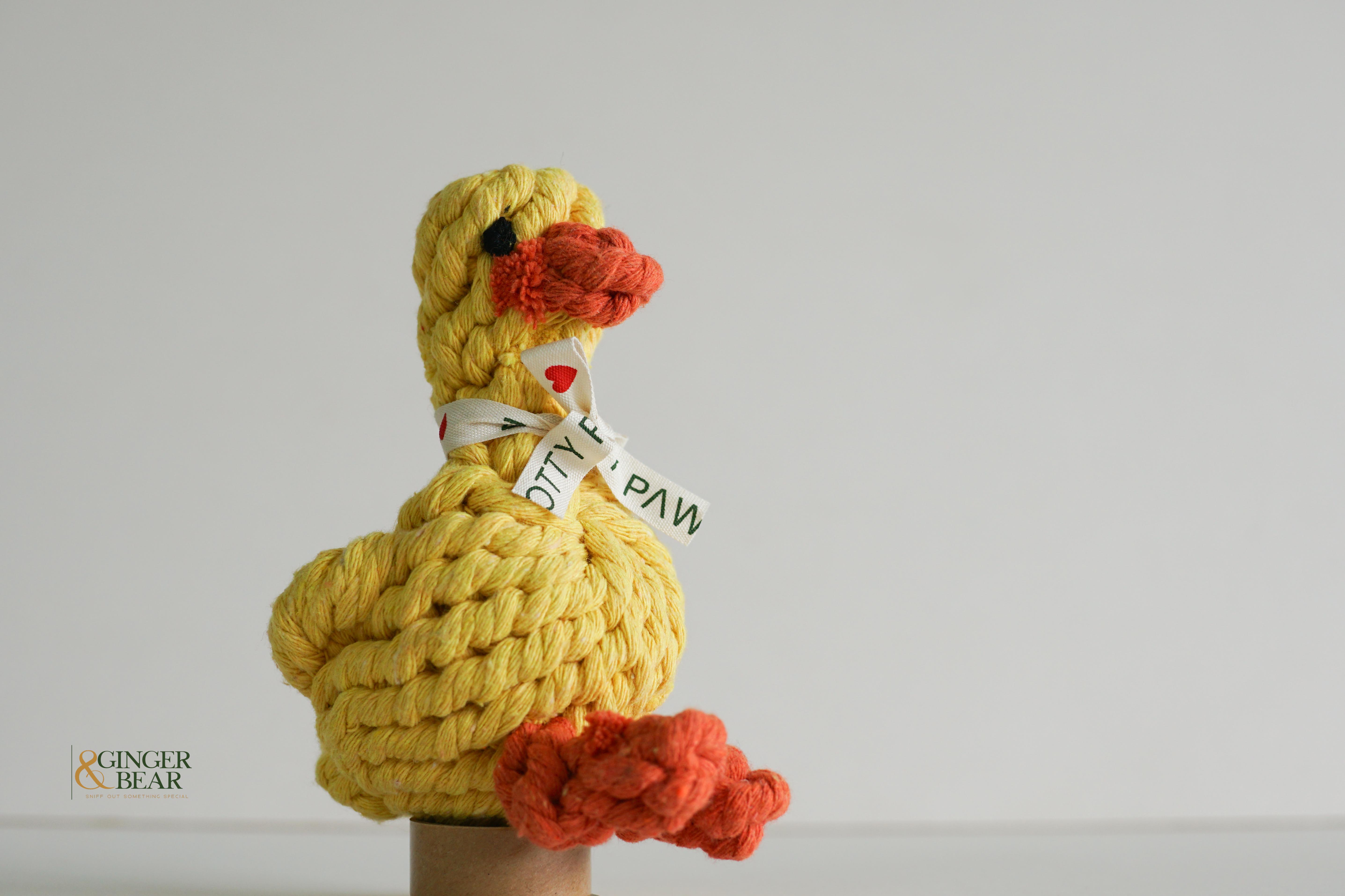 Knotty Interactive Upcycled Cotton Rope Dog Toy, Sunny the Yellow Duck