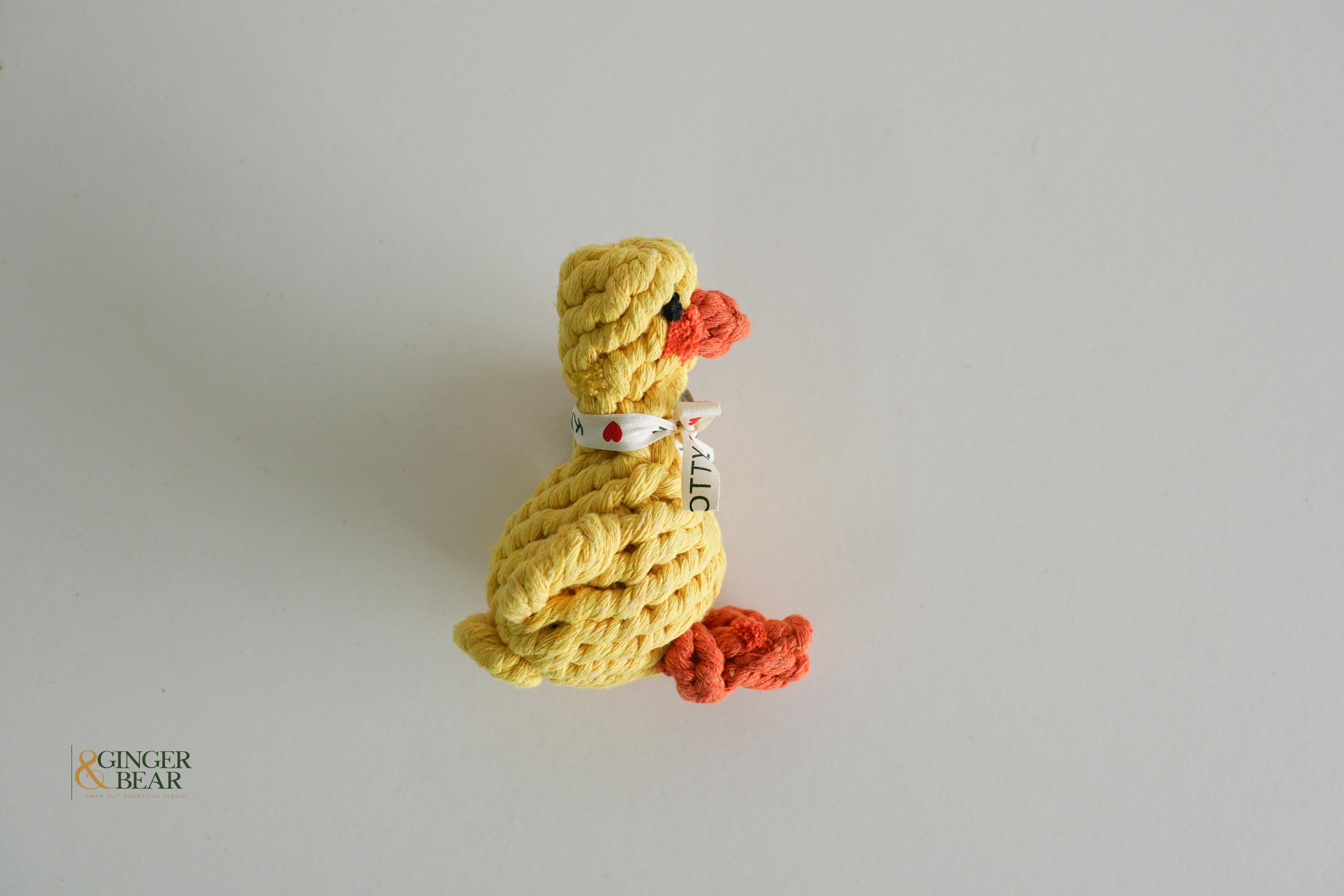 Knotty Interactive Upcycled Cotton Rope Dog Toy, Sunny the Yellow Duck