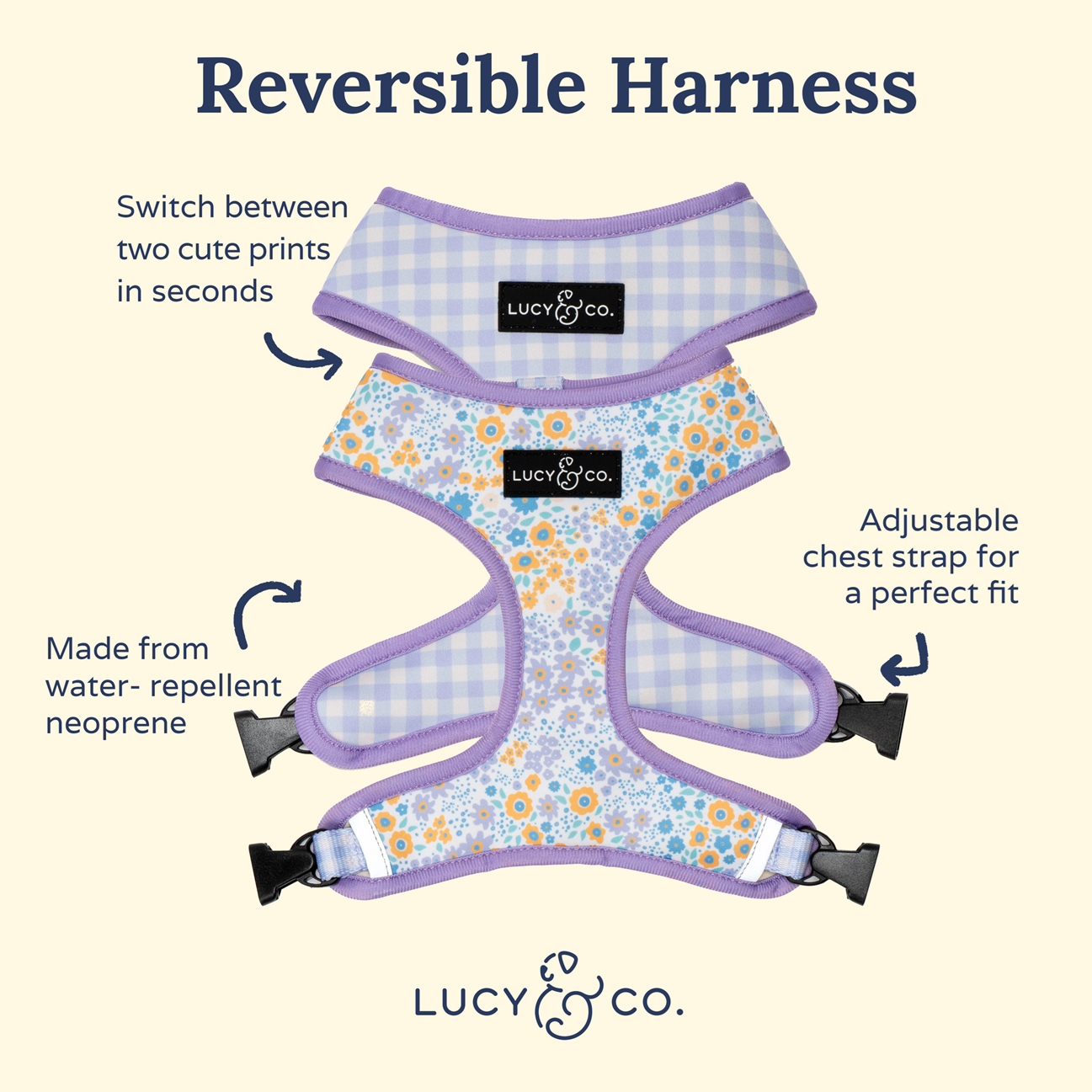 Lucy&Co Reversible Dog Harness: Among the Wildflowers