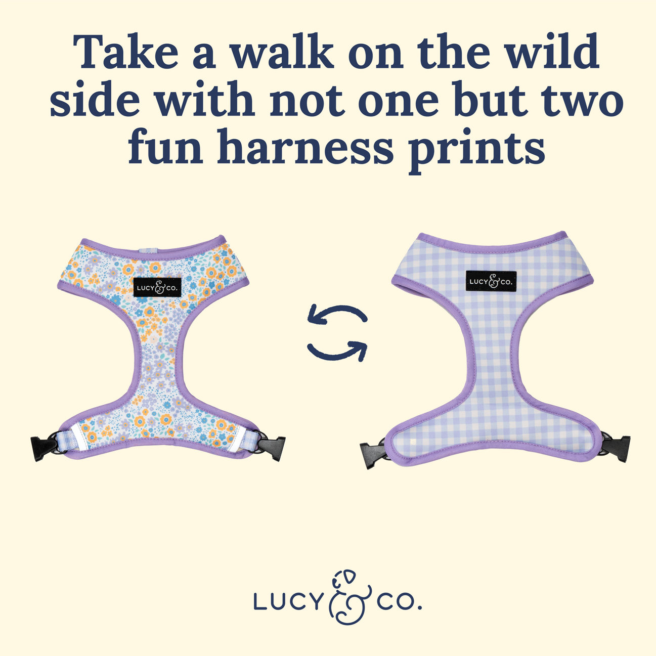 Lucy&Co Reversible Dog Harness: Among the Wildflowers