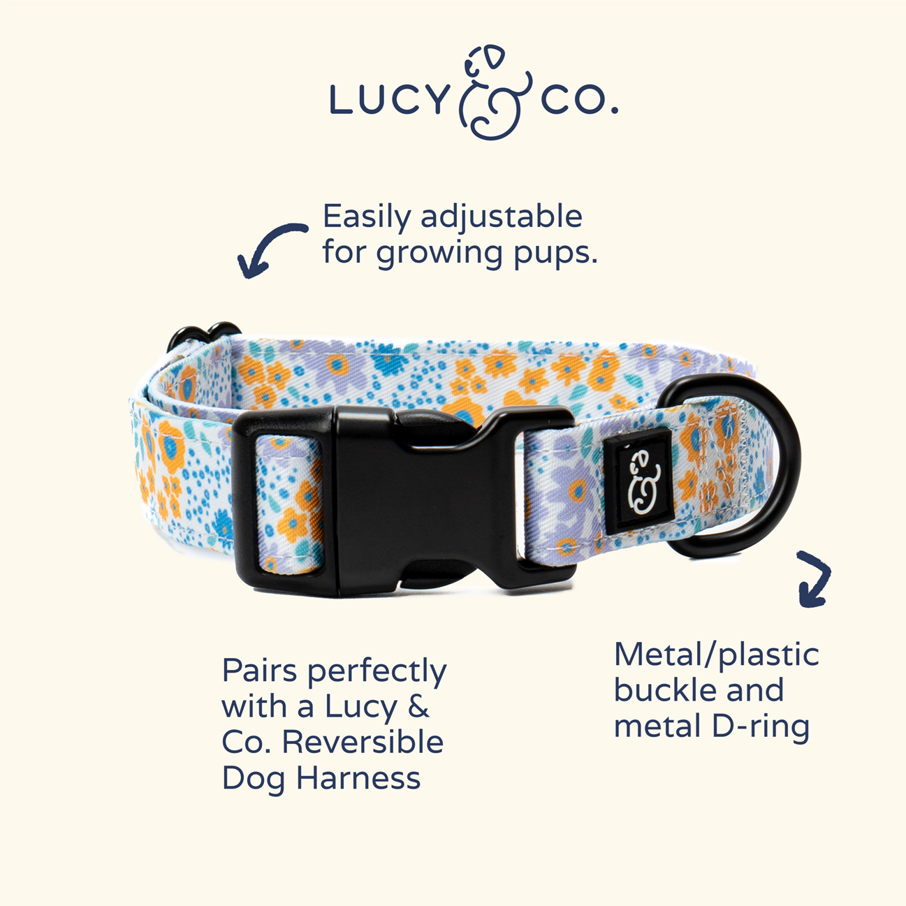 Lucy&Co Dog Collar: Among the Wildflowers