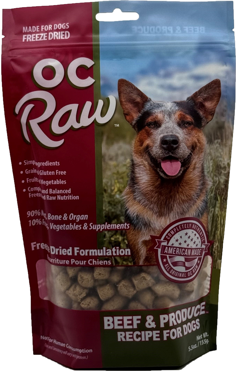 OC Raw Dog Food Freeze Dried Raw Beef & Produce Meaty Rox 5.5oz