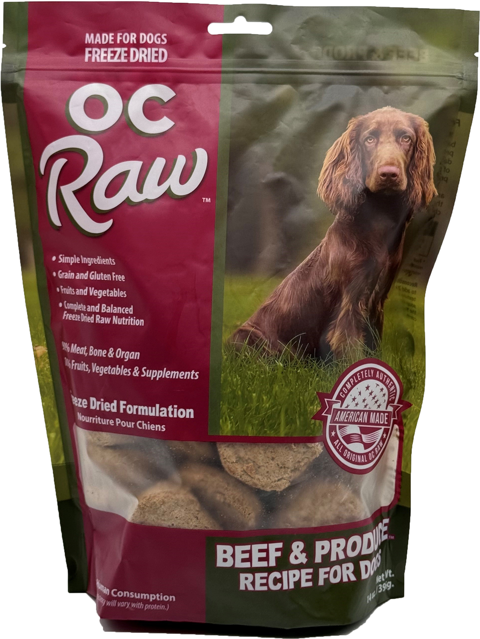 OC Raw Dog Food Freeze Dried Raw Beef & Produce Sliders 14oz