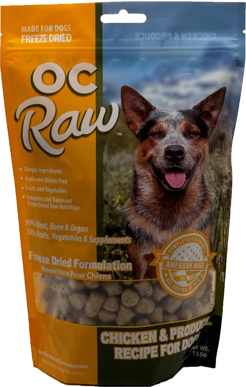 OC Raw Dog Food Freeze Dried Raw Chicken & Produce Meaty Rox - 5.5oz