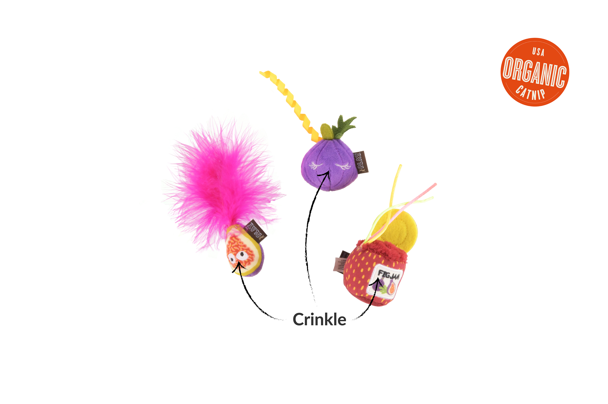 P.L.A.Y. Feline Frenzy, Catnip Toy set: Fig N' Whiskers