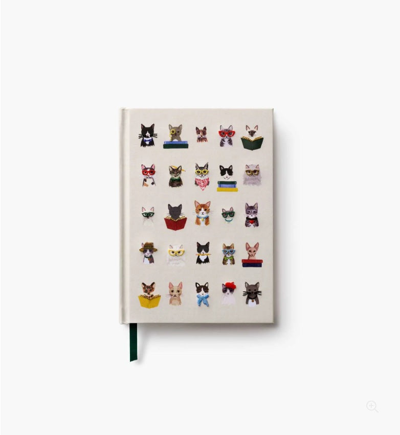 Rifle Paper Co Studious Cats Embroidered Journal | Lined Pages