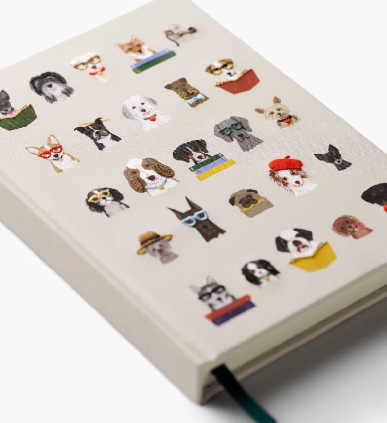 Rifle Paper Co Studious Dogs Embroidered Journal | Lined Pages