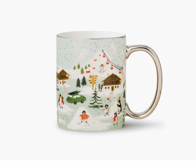 Rifle Paper Co Holiday Porcelain Mug: Penguin Village