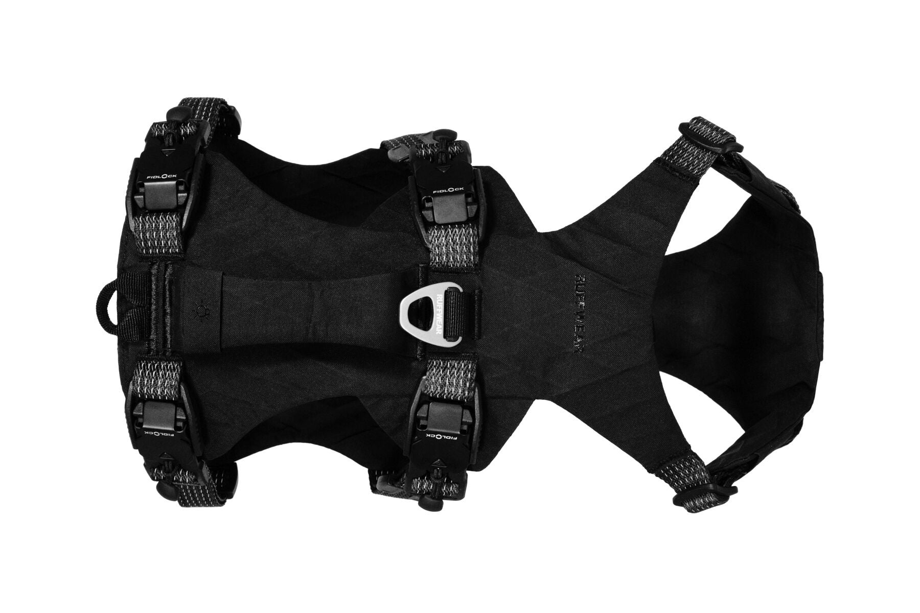 Ruffwear Ridgeline Harness in a streamlined, waterproof X-Pac laminate shell for active dogs.