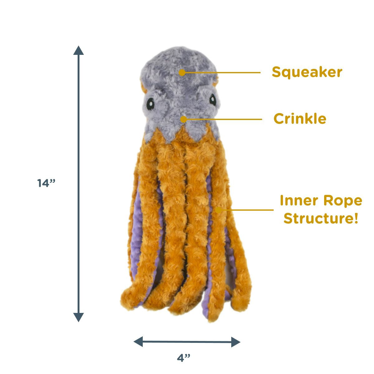 Squeaky Plush Dog Toy: Octopus