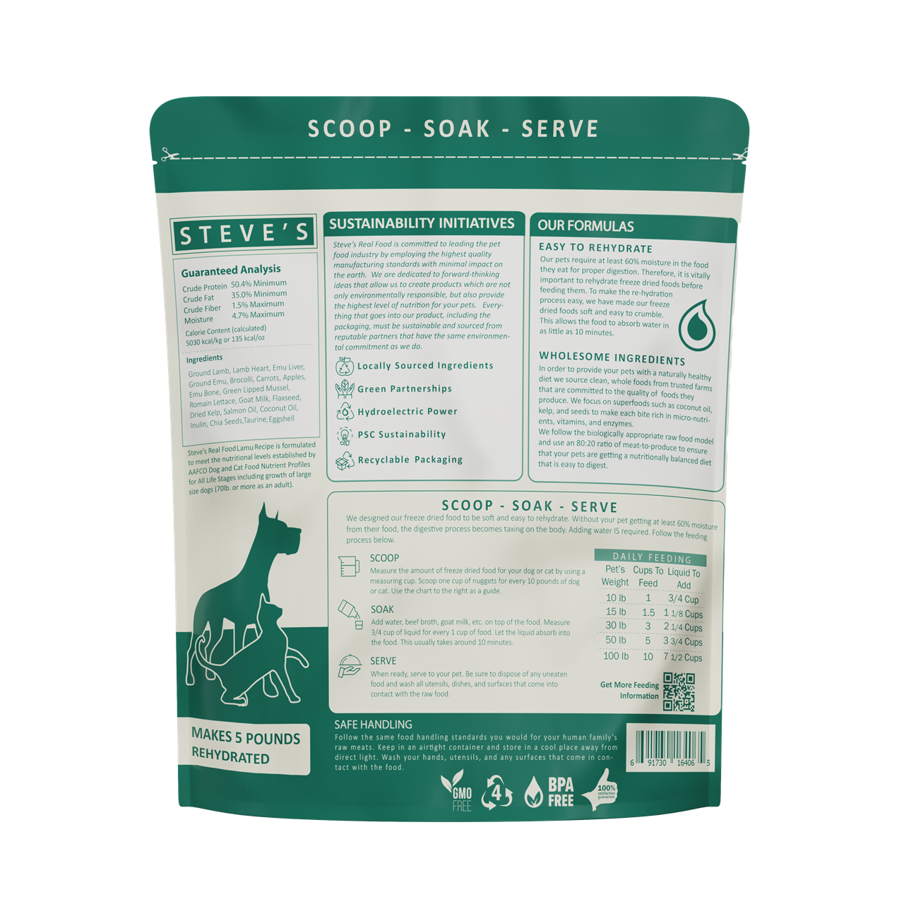 Steve's Real Food Freeze-Dried Raw Dog Food, Lamu Recipe