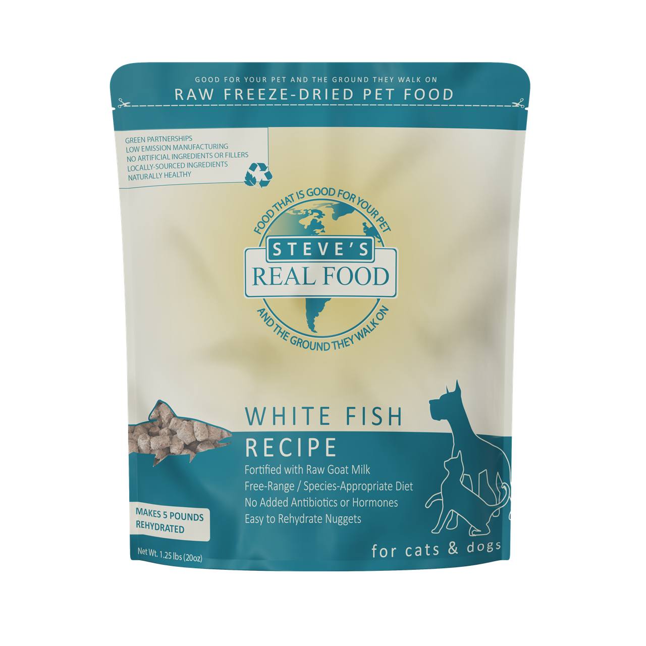 Steve's Real Food Freeze-Dried Raw Dog Food, White Fish Recipe