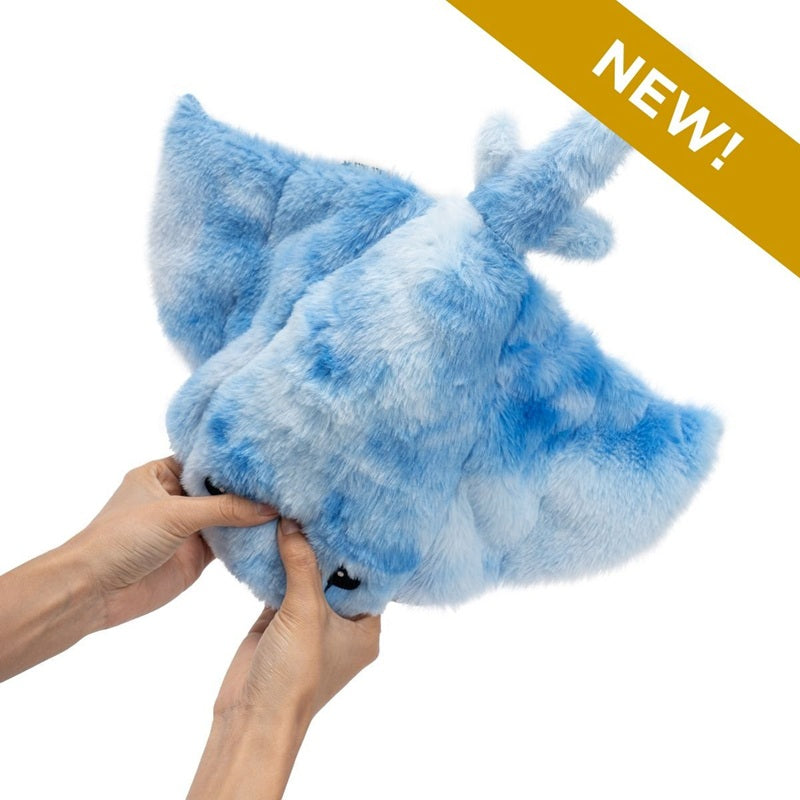 Tall Tails Animated Manta Ray animated plush dog toy showing the blue textured fabric and wide oceanic wings design.